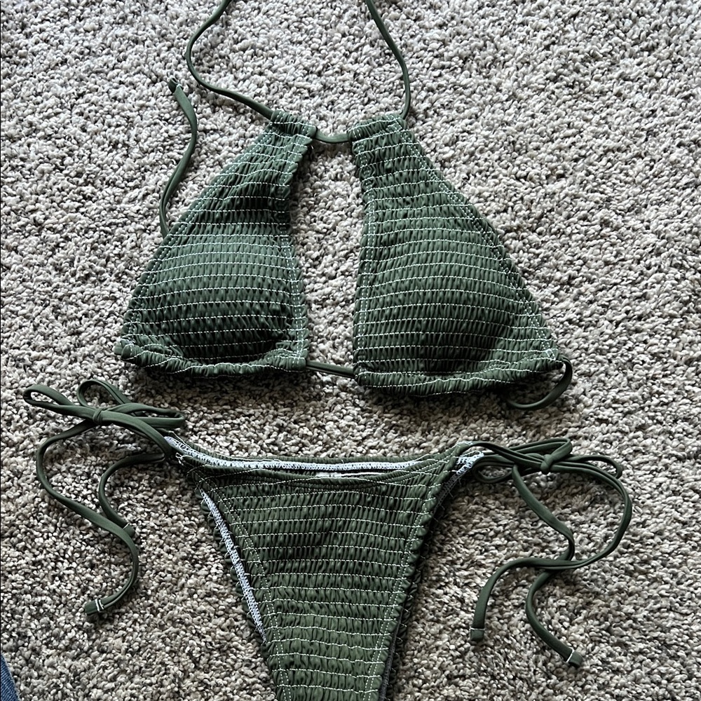NEVER WORN olive green high neck bikini!!!